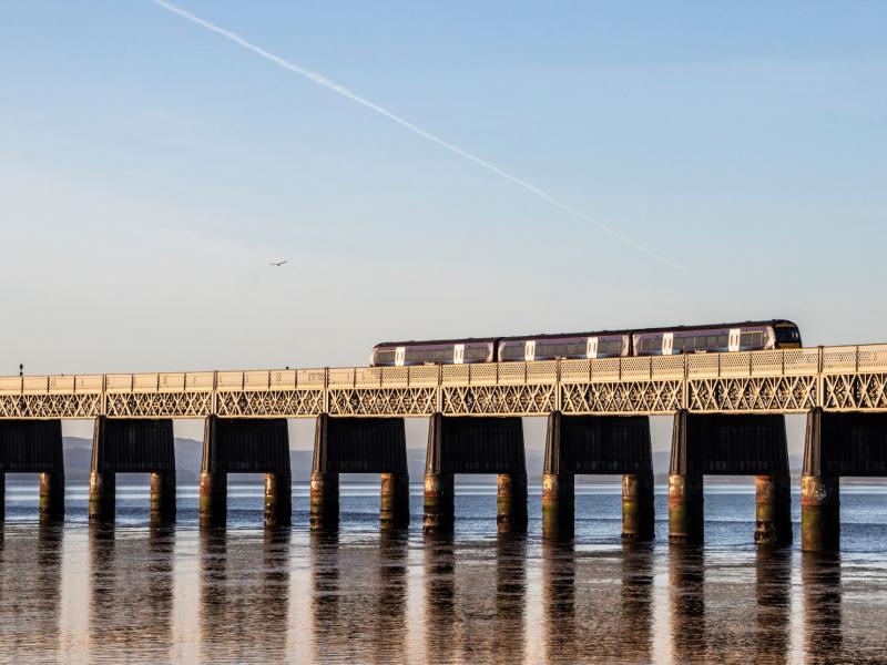 Train on bridge