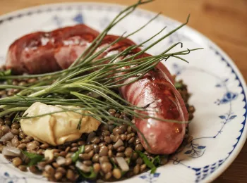 Close up of plated food
