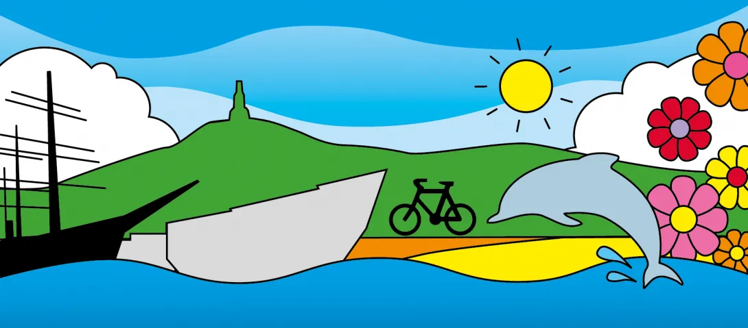 Illustration of Dundee skyline on a sunny day